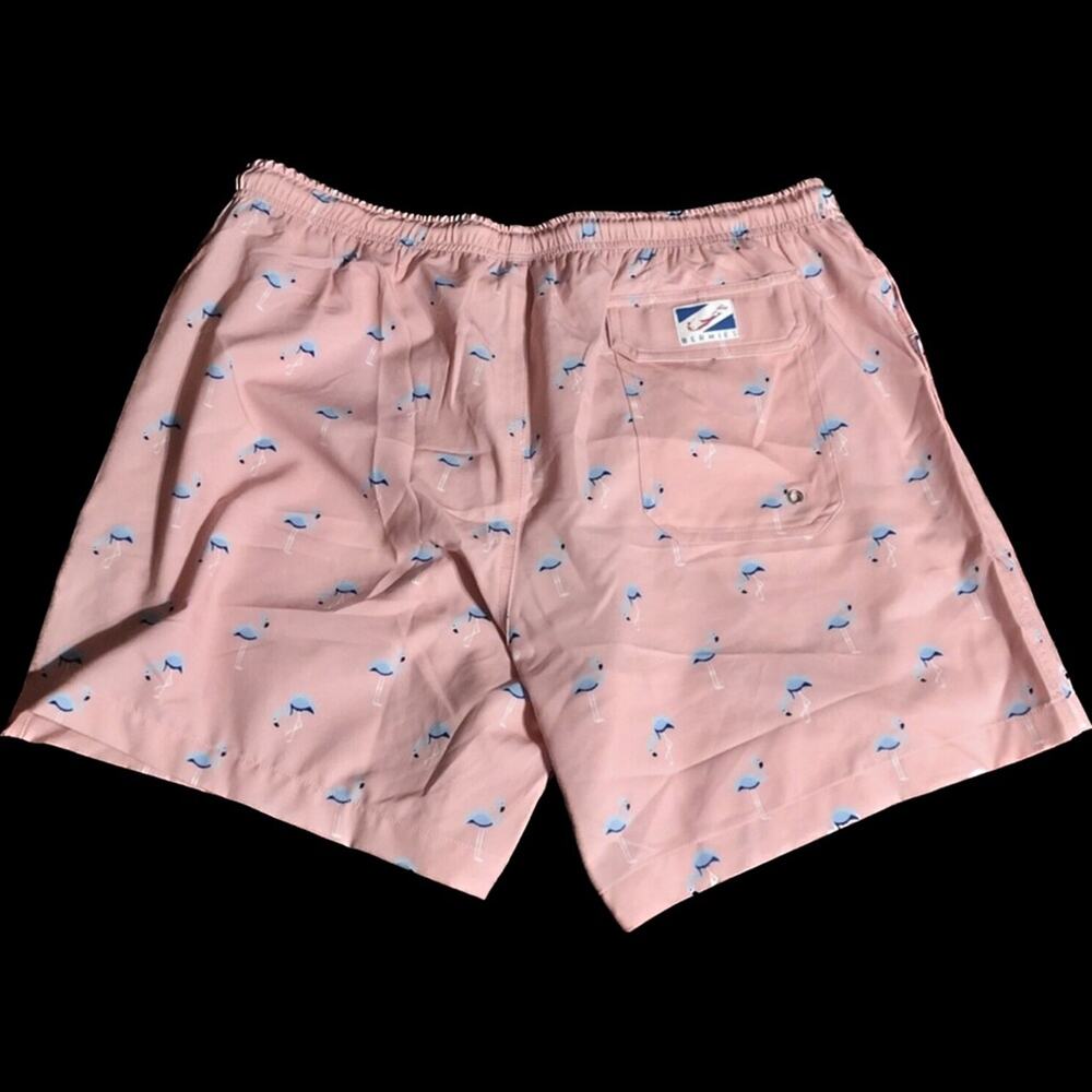 Bermies Swim Trunks Swim Shorts Pink Flamingo